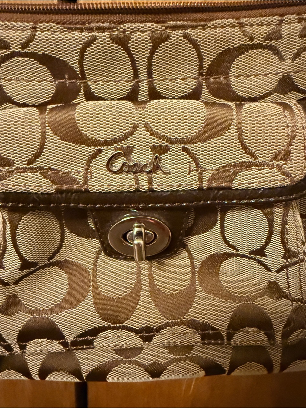 Coach Brown Signature Canvas Crossbody with Leather Trim - Picture 3 of 8